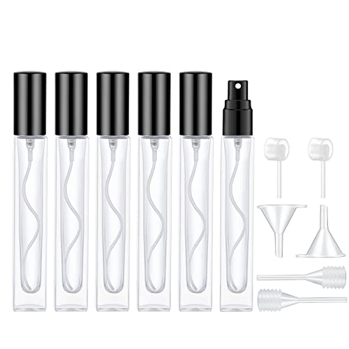 Lil Ray 10ml Perfume Atomizer for Men & Women. Refillable Glass Spray Bottle. Portable Fragrance Bottle for Travel,Party (6PCS)