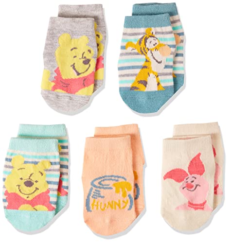 WINNIE THE POOH unisex baby Winnie the Pooh 5 Pack Shorty Socks, Assorted Blue, 12-24 Months US