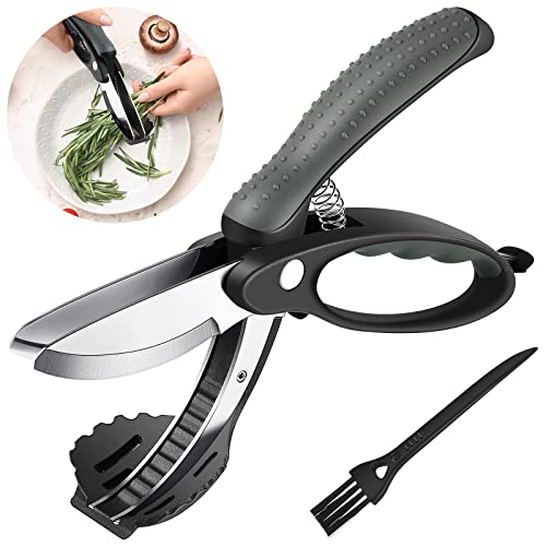 Salad Chopper Scissors Stainless Steel Double Blade Salad Scissors for Chopper Salad Toss and Chop Salad Tongs Multipurpose Salad Vegetable Cutting Tool for Kitchen(Black)