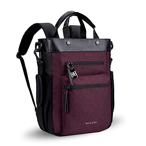 Sherpani Soleil, Anti Theft Convertible Backpack, Laptop Backpack, Travel Backpack, Tote Bag, Crossbody Bag, Backpack Purse for Women, Fits 15 Inch Laptop (Merlot)