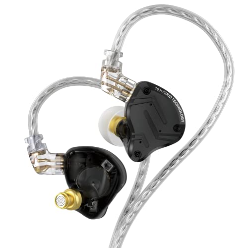 KZ ZS10 Pro X in Ear Monitor Headphone, Upgraded 4BA 1DD KZ Headphone Multi Driver in Ear IEM Earphone with Detachable Silver-Plated 0.75mm 2Pin Cable for Audiophile(Dark,No Mic)