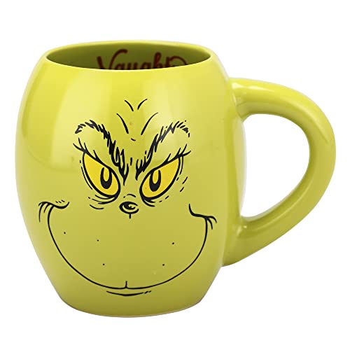 Bioworld The Grinch Naughty And Nice 18 Oz Oval Sculpted Ceramic Mug