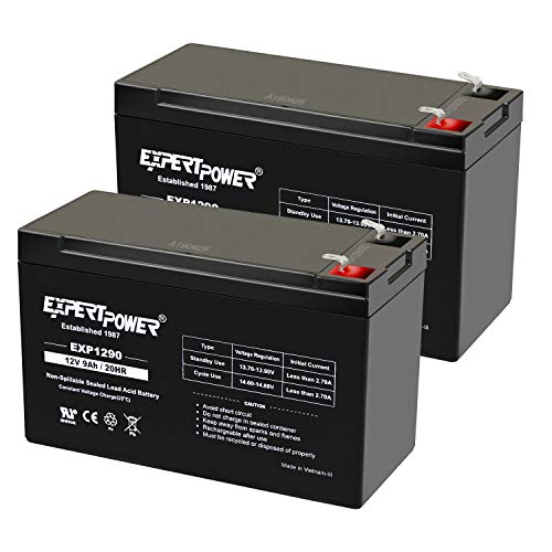 ExpertPower 12v 9ah Sealed Lead Acid Battery with F2 Terminals (.250')/2 Pack