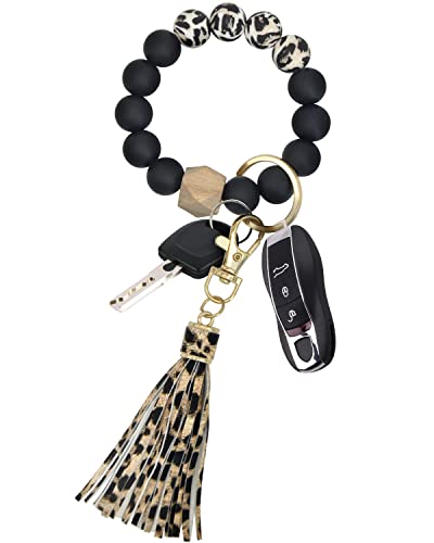 Pusunas Key Chains Women for Car Key Ring Bracelet,Keychain Wristlet,Silicone Beaded Bangle Chains