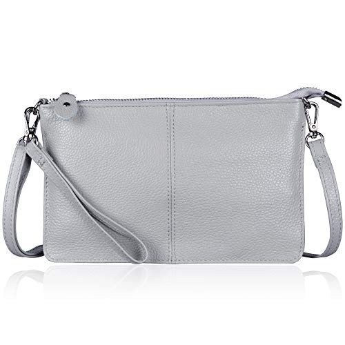 befen Leather Wristlet Clutch Wallet Purses Small Crossbody Bags for Women (Neutral Gray)