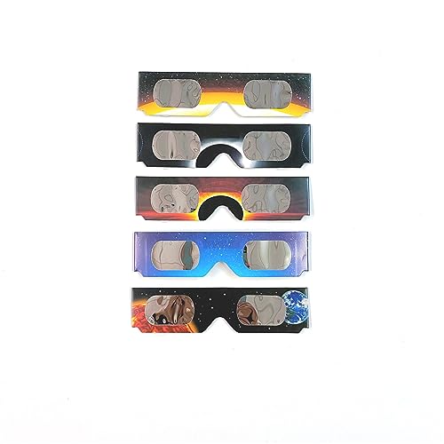Bookishbunny 5 Pairs Solar Eclipse Viewers Paper Glasses Sun Viewing ISO Certified 5pk