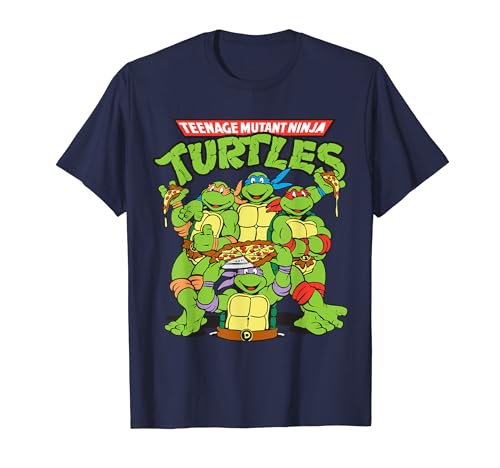 Retro TMNT Group with Pizza T-Shirt T-Shirt