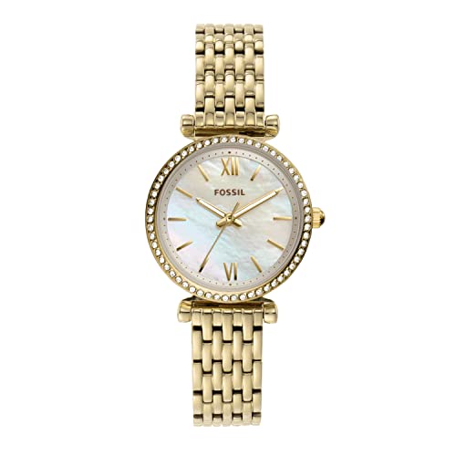 Fossil Women's Carlie Mini Quartz Stainless Steel Three-Hand Watch, Color: Gold (Model: ES4735)