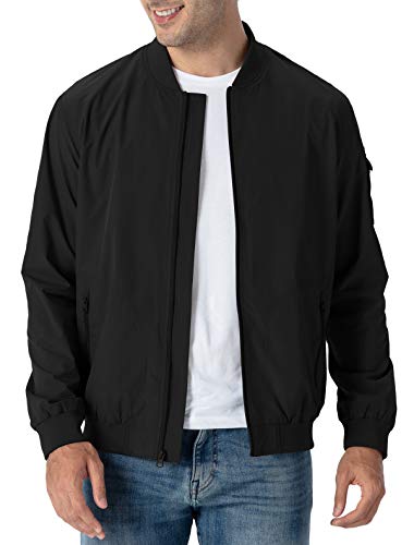 Rdruko Men's Windbreaker Lightweight Bomber Jacket Causal Fashion Light Jacket(Black, US XXL)