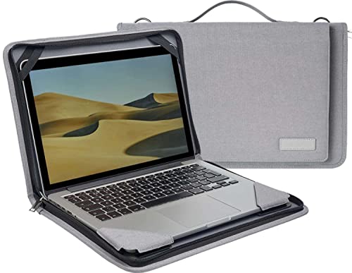 Broonel Grey Leather Laptop Messenger Case - Compatible with Acer Chromebook Spin 714 Convertible | CP714-1WN 14'