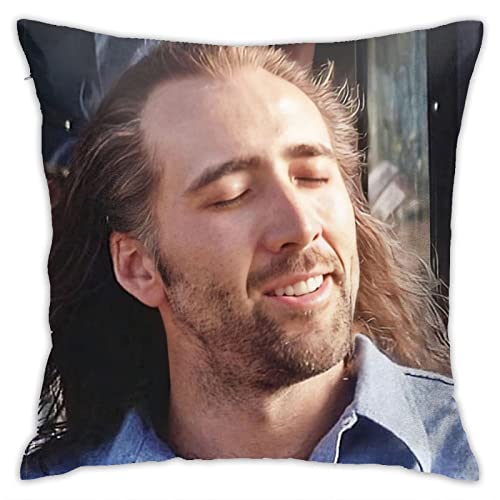 Funny Nicolas Cute Meme Throw Pillow Covers Decorative Personalized Meme Throw Pillow Case for Couch Sofa Bed Car Outdoor Home Decor 18 in X 18 in