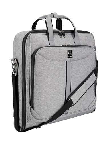 ZEGUR Suit Carry-On Garment Bag for Travel & Business Trips with Shoulder Strap and Rolling Luggage Attachment Point - Exclusive Luxury Gray