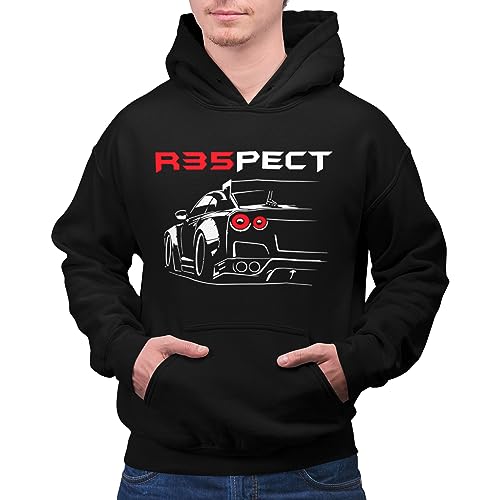 NISSAN SKYLINE GTR R35PECT Hoodie | Adult Unisex Car Truck Racing Hooded Sweatshirt (X-large) Black
