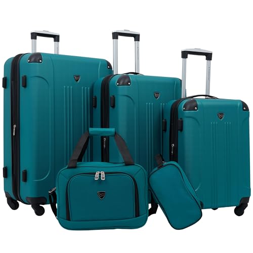 Travelers Club Sky+ Luggage Set,Expandable, Teal, 5 Piece