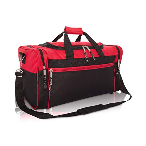 DALIX 21' Blank Sports Duffle Bag Gym Bag Travel Duffel with Adjustable Strap in Red