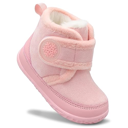 Scurtain Toddler Girl Slippers Warm Winter Fall Boots Pink Fuzzy Slippers for Toddlers House Bedroom Christmas Size