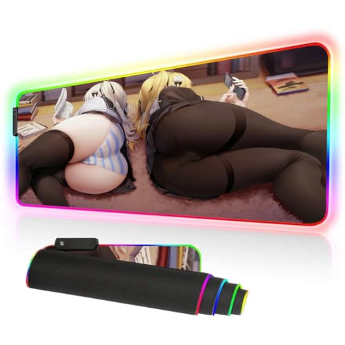 HOLIV Gaming Mouse Pad Anime Girl Sexy Boobs RGB LED Mouse Pad Gaming Accessory Non-Slip Desktop Pad Office (cx5, 23.62 inch x11.8 inch x0.15 inch)