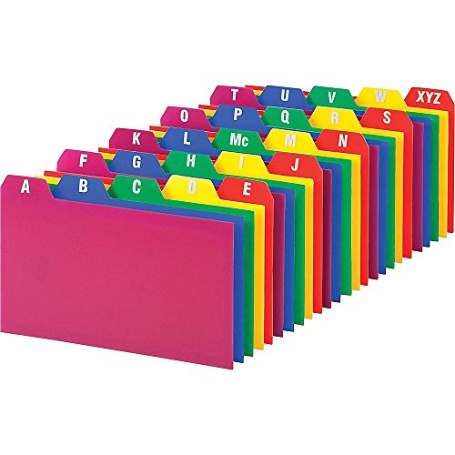 Oxford Poly Index Card Guide Set, 3 x 5 Inches, A-Z, 1/5 Inch Cut Tabs, Assorted Colors, 25 per Set (73153)