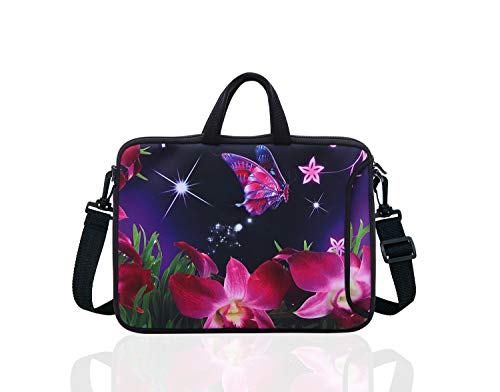 10-Inch Laptop Shoulder Sleeve Case and Tablet Bag for most 9.7' 10' 10.1' 10.2' Ipad/Notebook/eBook/Readers (pink flower)