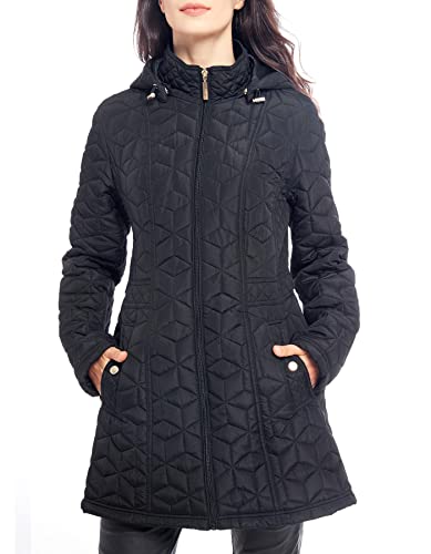 S P Y M Womens Diamond Quilted Jacket Lightweight Padding Coat with Pockets, Regular and Plus Size
