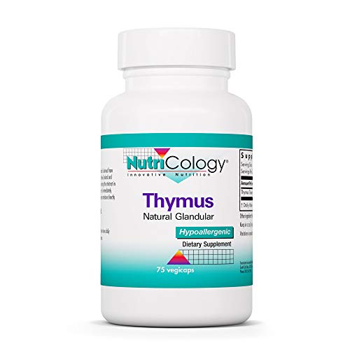 Nutricology Thymus Supplement - Thymus Tissue, Glandular Extract, 1000mg Raw Thymus Glandular, Ovine, Lyophilized, Hypoallergenic - 75 Count