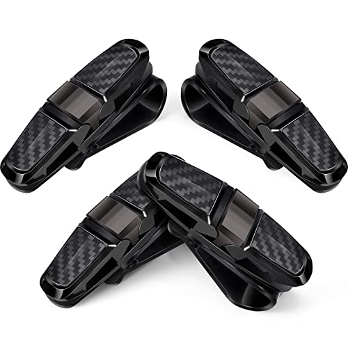 4 Pieces Glasses Holders for Car Sun Visor, Sunglasses Holder Clip Hanger Eyeglasses Mount, Double-Ends Clip 180 Degree Rotational Car Glasses Holder (Black)