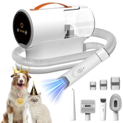 FIXR Pet Grooming Vacuum & Dog Hair Vacuum & Dog Electric Clipper, 12000Pa Powerful Dog Vacuum for Shedding Grooming Hair, 2L Large Dust Cup, Low Noise, 3 Suction Levels, 5 Grooming Tools
