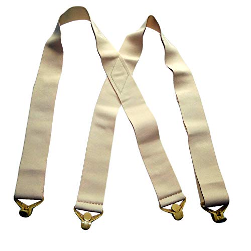 Traditional X Back Style 2' Under-Ups Tan Suspenders for Men with the 'No-Buzz' Composite Gripper Clasps