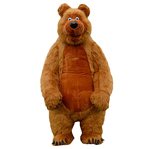 Inflatable Bear Plush Mascot Costume Halloween Inflatable Costume For Cosplay Fancy Parties Dress Carnival Easter Wedding Marketing Activities Blow Up Jumpsuit (6.56 ft)