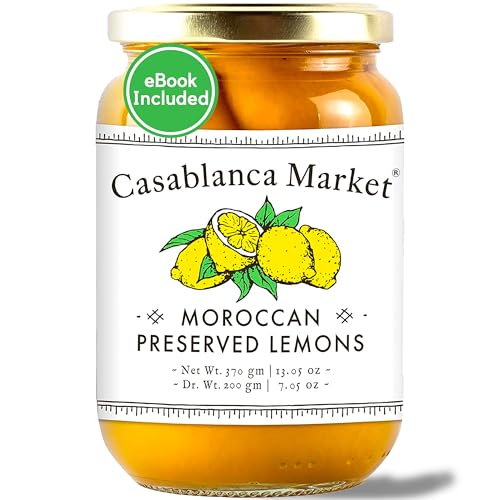 CASABLANCA MARKET Moroccan Preserved Lemons – Authentic Moroccan Preserved Lemons in Jar – Whole Non-GMO Preserved Lemon – Preserved Lemons for Couscous or Tagine Pot for Moroccan Cooking (13oz)