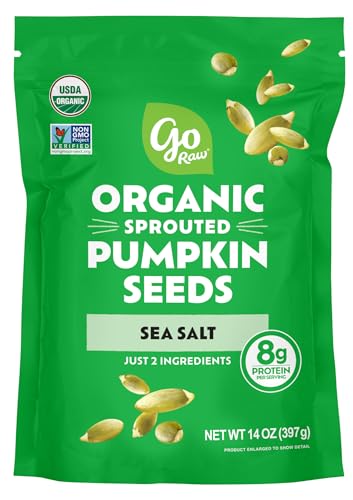 Go Raw Pumpkin Seeds with Sea Salt, Sprouted & Organic, 1 lb. Bag | Keto | Vegan | Gluten Free Snacks | Superfood