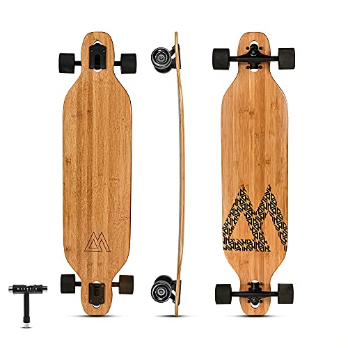 Magneto Longboards Bamboo Longboards | 38.5” x 9” | for Cruising, Carving, Free-Style, Downhill and Dancing (Bamboo Carving Longboard Skateboard)