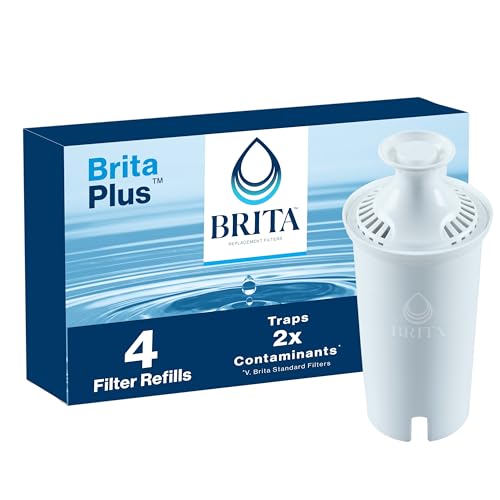 BritaPlus Water Filter, High Density Replacement Filter for Pitchers and Dispensers, Made Without BPA, 4 Count