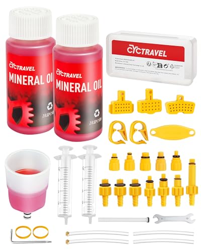 CYCTRAVEL Brake Bleed Kit for Shimano, TEKTRO, TRP Hydraulic Disc Brakes, Mountain Brake Bleed Kit Including High Performance Mineral Oil Brake Fluid (120ml).