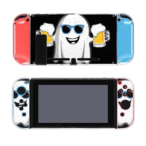 AoHanan Halloween Boo with Beer Switch Screen Protector Case Cover Full Accessories Switch Game Case Protection Skin for Switch Console and Joy-Cons