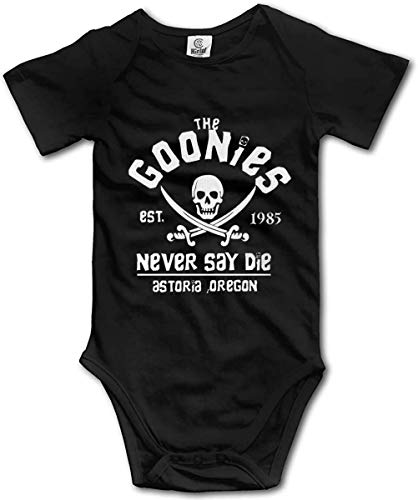 LyCheer Baby Onesie Goonies Never Say Die Newborn Jumpsuit Short Sleeve Unisex Bodysuit Black