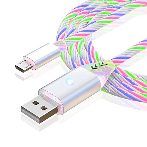 Light Up Micro USB Charger Cable with Switch Compatible with Samsung Galaxy S7 S6 Edge J7 S5,Note 5 4,LG 4 K40 K20,MP3,Kindle,Tablet LED Fast Charging Data Sync Cord (Color,6.6ft)