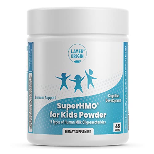 Layer Origin SuperHMO Prebiotic Mix for Kids - 5 HMOs for Gut, Digestion, and Cognitive Health, Powder, 45 Servings