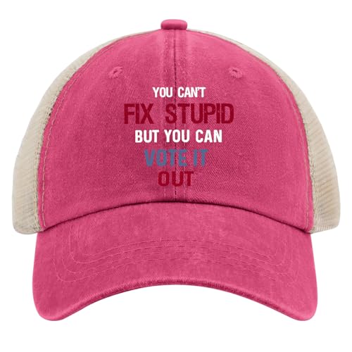 You Can't Fix Stupid But You Can Vote It Out, Anti Biden Trucker Hat Running Hats for Women Rose Red02 Womens Sun
