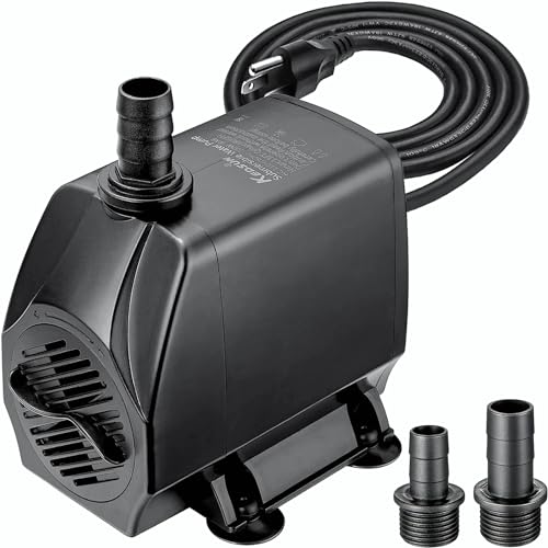 KEDSUM 880GPH Submersible Water Pump(3500L/H, 100W), Ultra Quiet Water Pump with 11.3ft High Lift, Fountain Pump with 5.9 ft Power Cord, 3 Nozzles for Fish Tank, Pond, Aquarium, Hydroponics