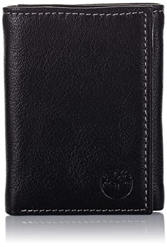 Timberland mens Genuine Leather Rfid Blocking Trifold Wallet, Black, One Size