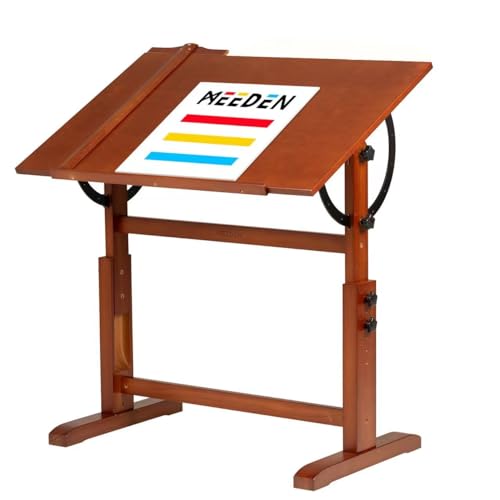 MEEDEN Wood Drafting Table,Artist Drawing Table with Height Adjustable & Tilting Large Surface Tabletop,Studio Painting Table,Art Craft Desk for Writing,Reading,Working Desk,Walnut Color