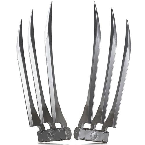 Wolverine Claws Realistic Plastic Cosplay Costume Props, Set of 2, Silver, One Size