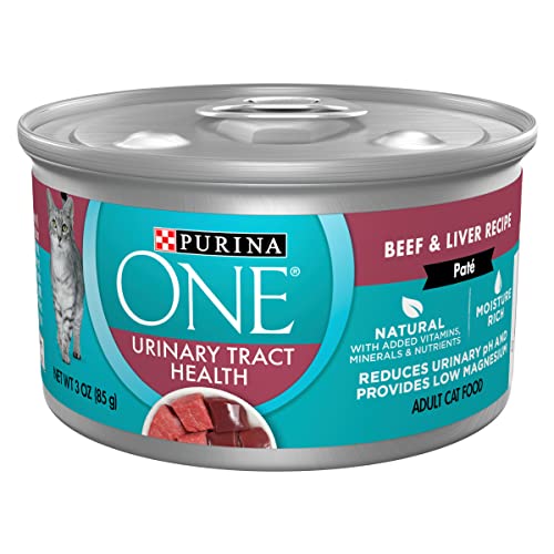 Purina ONE Urinary Tract Health, Natural Pate Wet Cat Food, Urinary Tract Health Beef & Liver Recipe - (Pack of 24) 3 oz. Pull-Top Cans