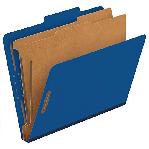 Pendaflex Classification Folders, 2 Dividers, 2' Fasteners, Letter, Dark Blue, 10/Box (24132P)