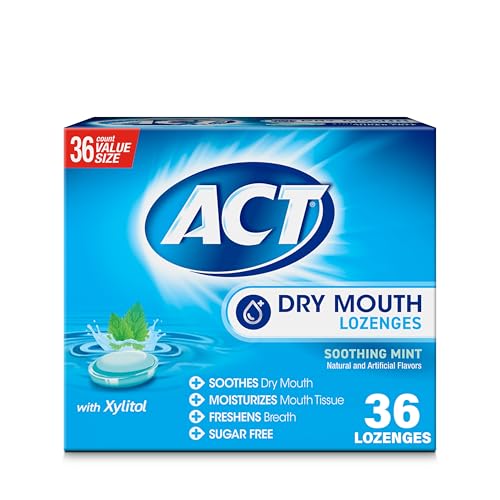 ACT Dry Mouth Lozenges with Xylitol, Soothing Mint, 36 Lozenges