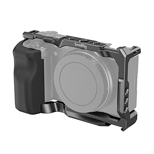 SMALLRIG ZV-E10 Cage with Silicone Handle and Built-in Threaded Holes, Cold Shoe and Quick Release Plate for Sony ZV-E10-3538