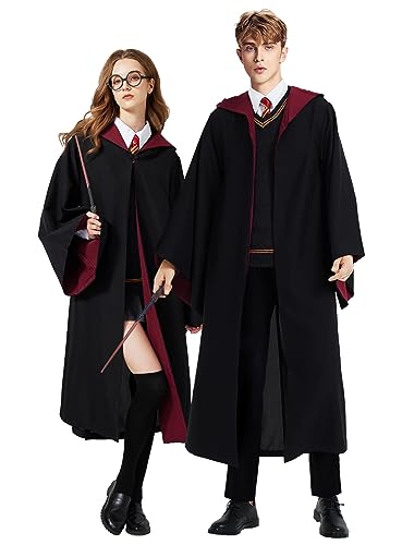 Loiahoer Unisex Magical Cloak Robe,College Outfit Cape Hooded,Movie Witch Wizarding World Halloween Cosplay Costume for Women&Men,M