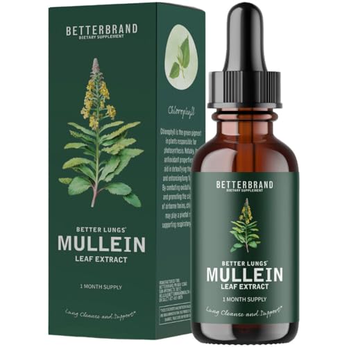 Betterbrand BetterLungs Mullein Leaf Extract - Support Lung Cleanse & Respiratory Function for Healthy Breathing - Natural Supplement, Tincture Drops | Non-GMO, Vegetarian | 1 Month Supply