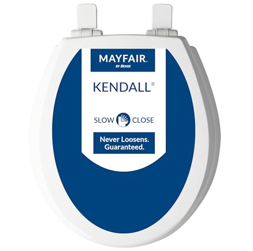 Mayfair 847SLOW 000 Kendall Slow-Close, Removable Enameled Wood Toilet Seat That Will Never Loosen, 1 Pack - ROUND - Premium Hinge, White